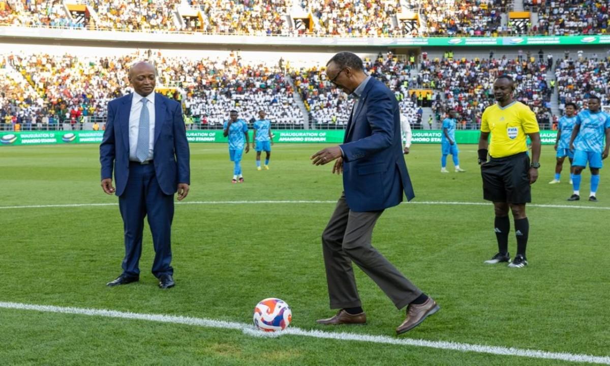  The President of the Republic of Rwanda Paul Kagame and the President of the Confederation of African Football CAF Dr Patrice Motsepe  officially opened the renovated Amahoro Stadium.