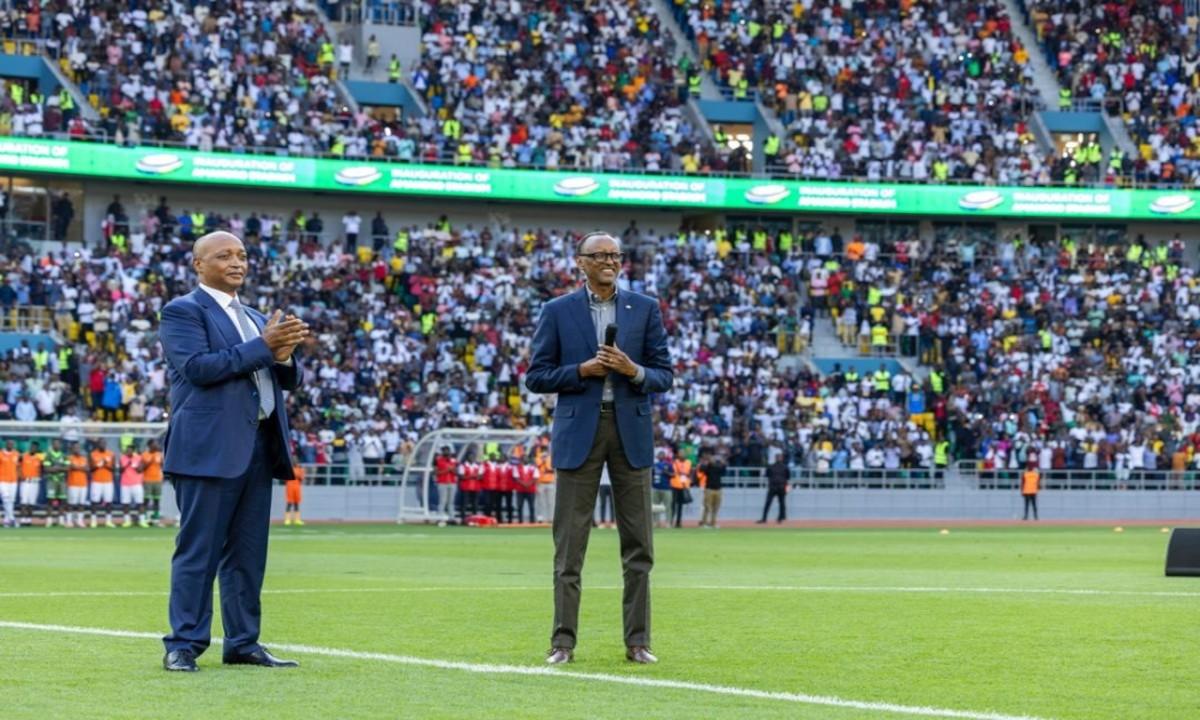  The President of the Republic of Rwanda Paul Kagame and the President of the Confederation of African Football CAF, Dr Patrice Motsepe.