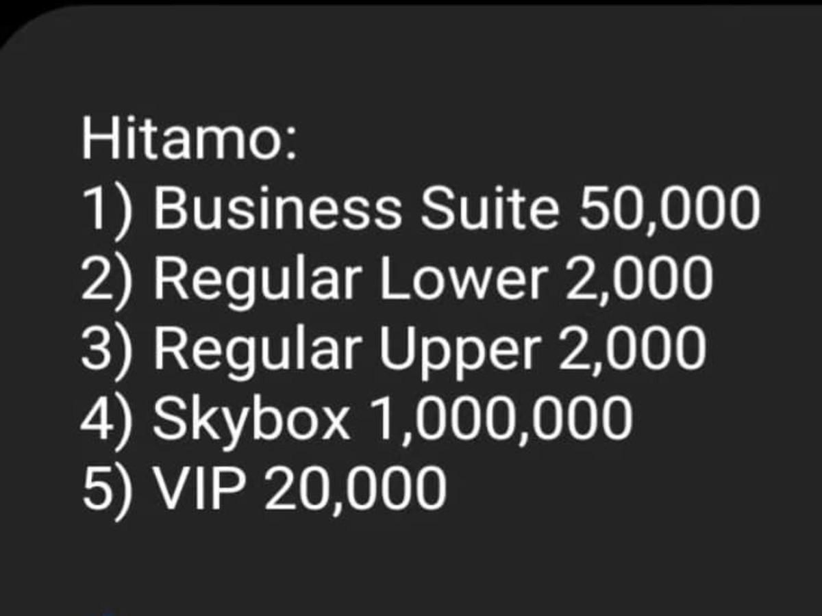 Ferwafa they announced the ticket prices for the second day of Group D