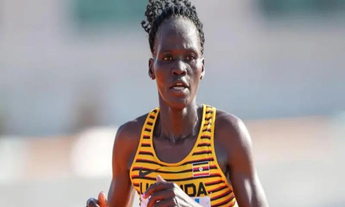 Rebecca Cheptegei, pictured running last year, came 44th in the marathon at the Paris Olympics